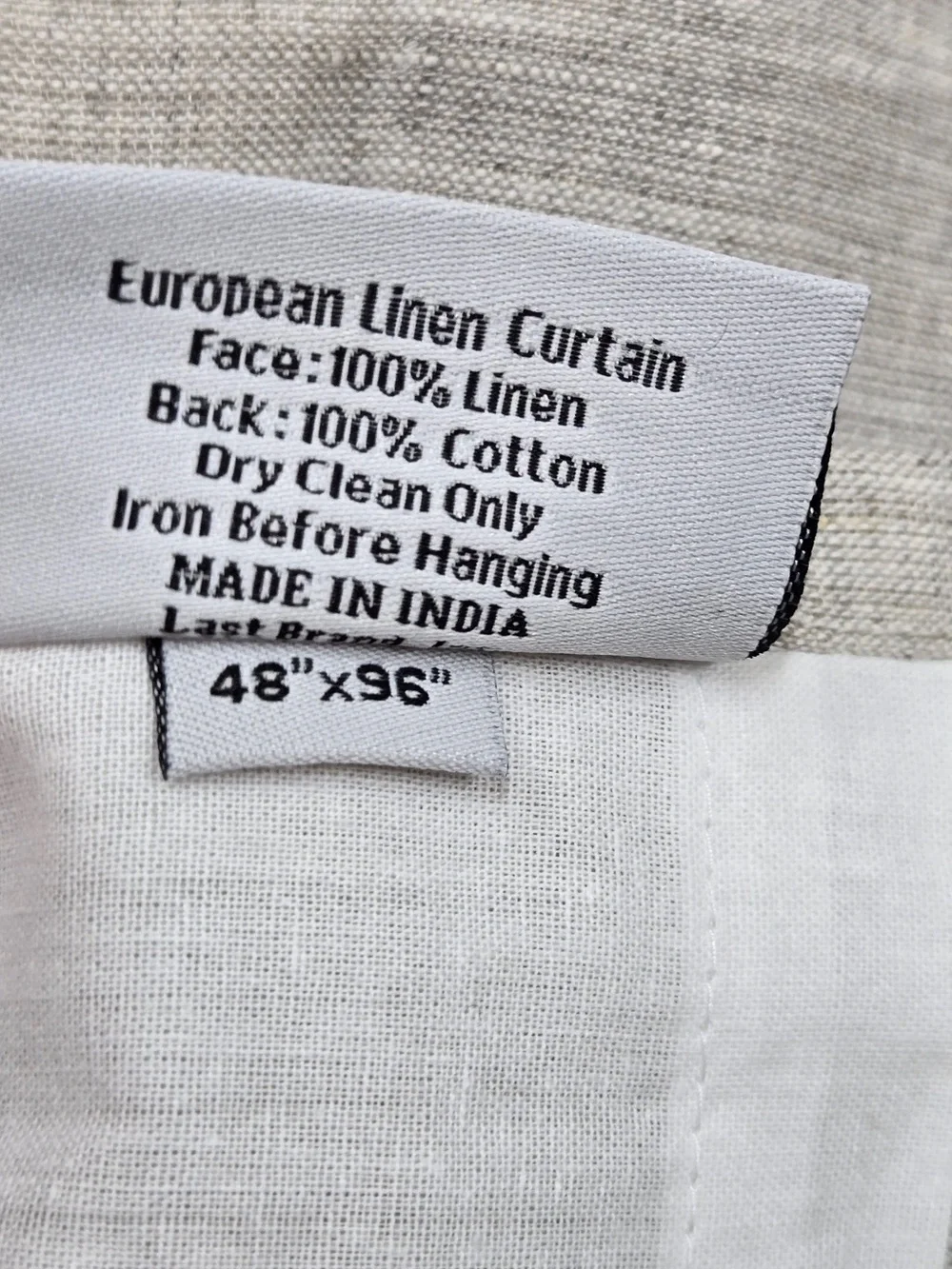 QUINCE Set Of 2 48x96 European Linen Curtains Flax 0015